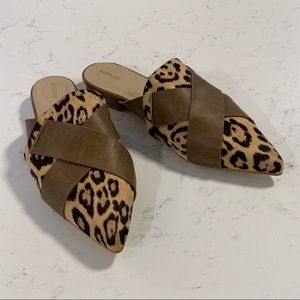 Arider Girl Leopard Print Mule Flats Cross Straps Sz 8.5